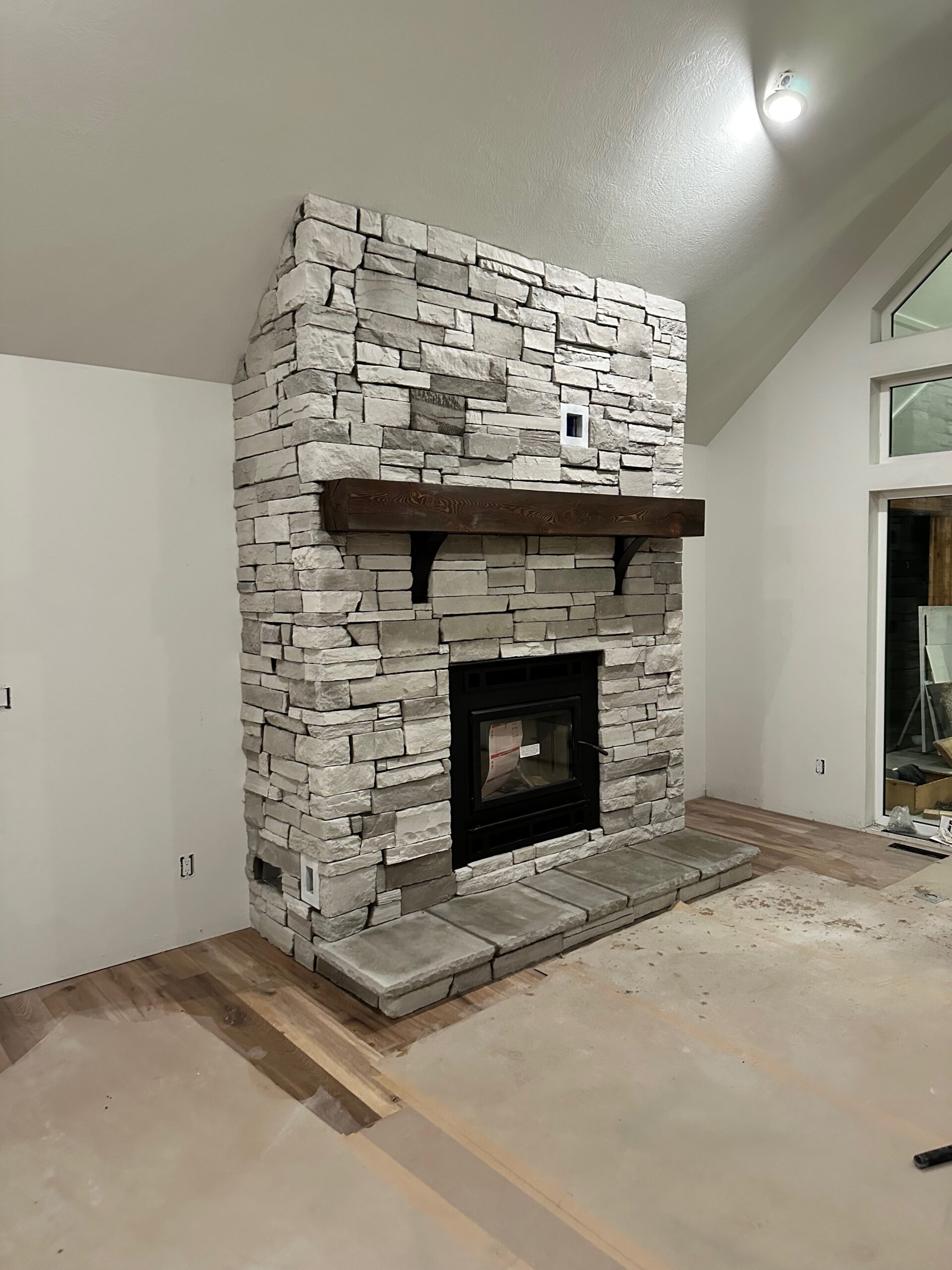 Cultured stone veneer project North Idaho